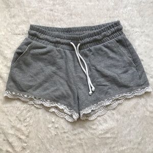 KISS & CRY Casual Lace Trim Drawstring Shorts